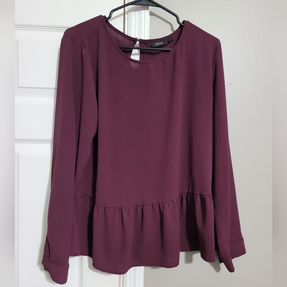 Apt 9 Burgundy peasant top